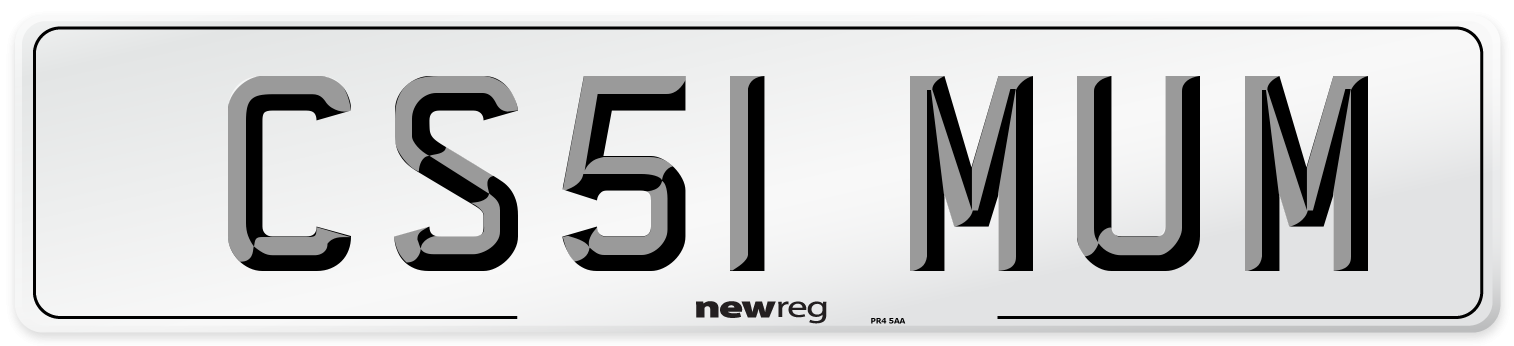 CS51 MUM Number Plate from New Reg